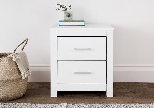 Essentials 2 Drawer White Bedside Furniture time4sleepadmin
