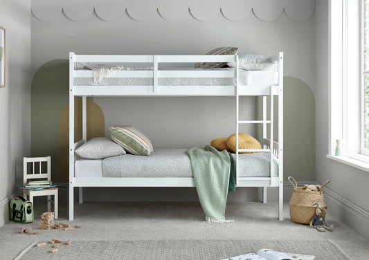 Essentials White Single Wooden Bunk Bed Frame Bed time4sleepadmin