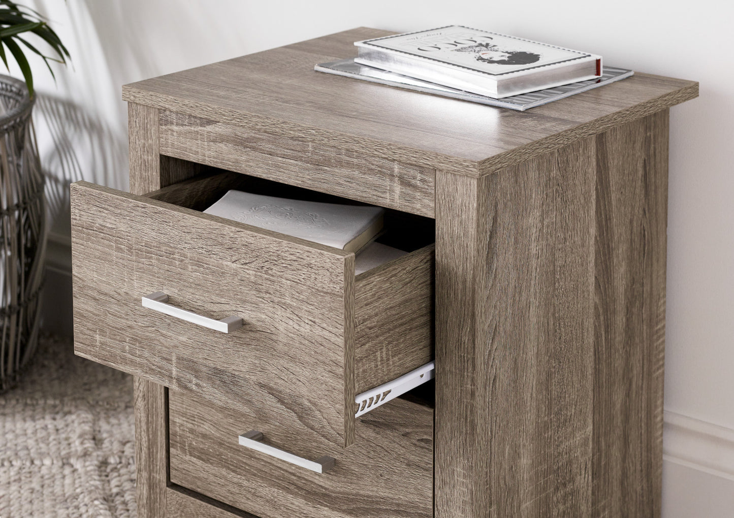 Essentials 2 Drawer Rustic Oak Bedside Furniture time4sleepadmin
