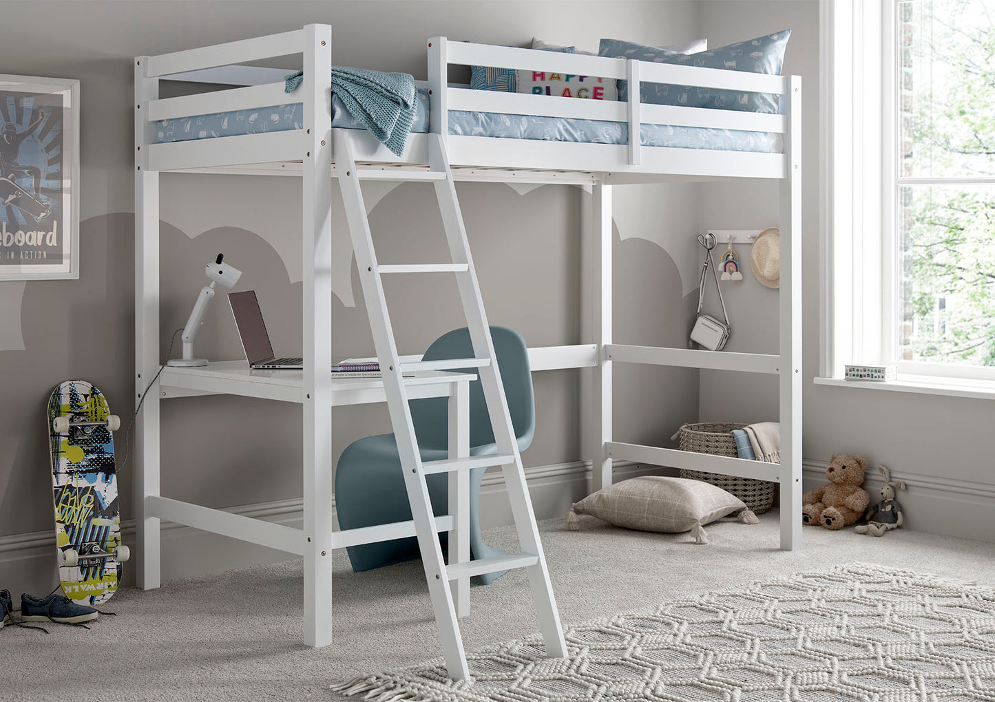 Essentials White Single Wooden High Sleeper Bed Frame Bed time4sleepadmin