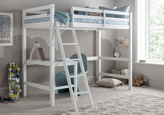 Essentials White Single Wooden High Sleeper Bed Frame Bed time4sleepadmin