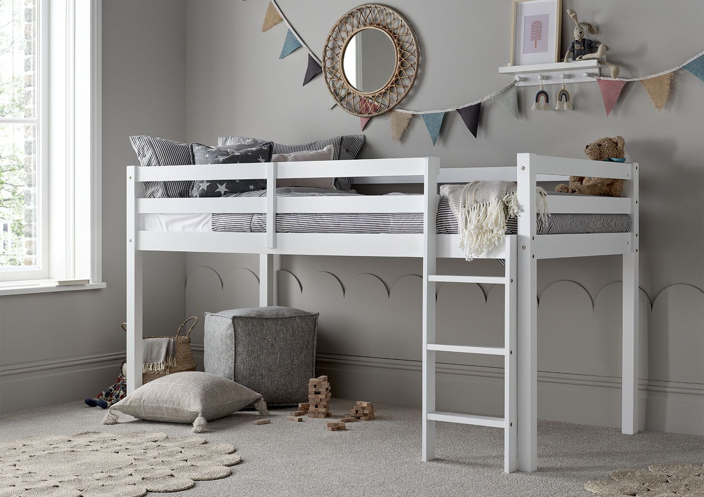 Essentials White Single Wooden Mid Sleeper Bed Frame – Time4Sleep