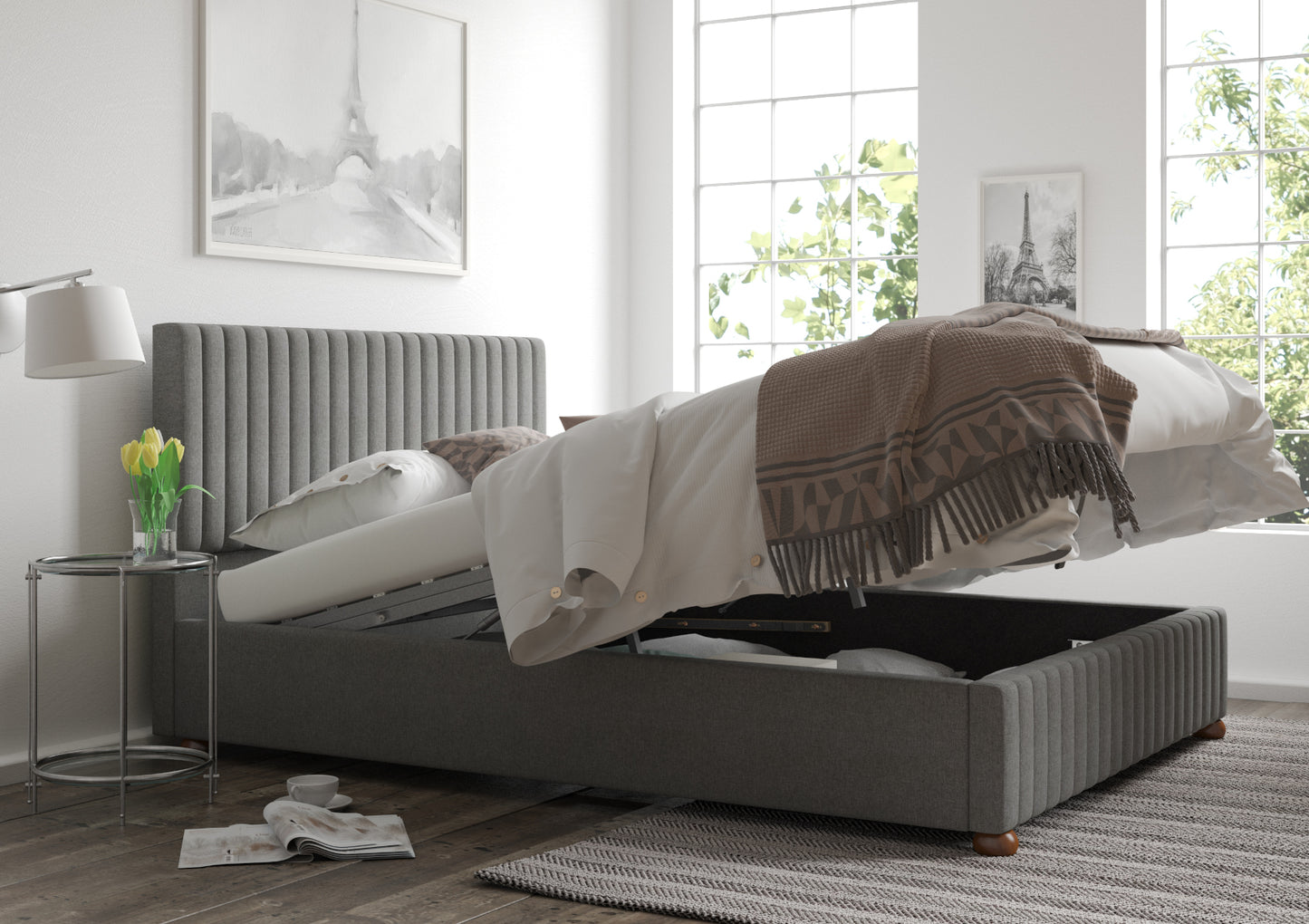 Naples Upholstered Ottoman Bed Frame Only