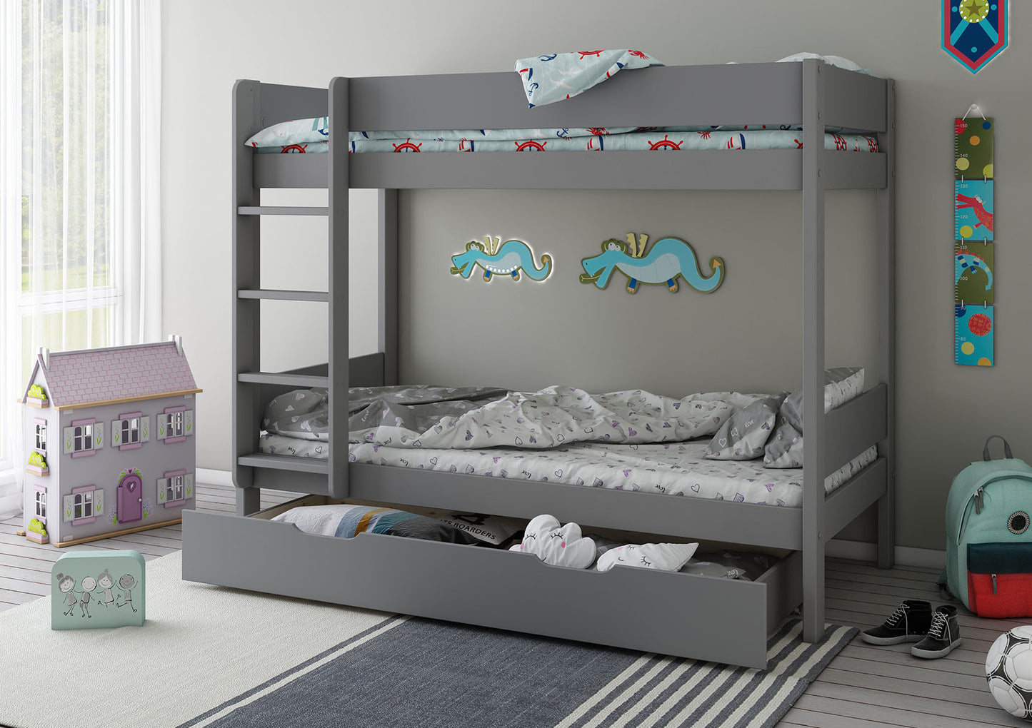 Estella Grey Bunk Bed With Drawers Bed time4sleepadmin