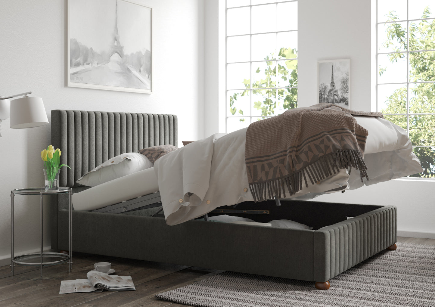 Naples Upholstered Ottoman Bed Frame Only
