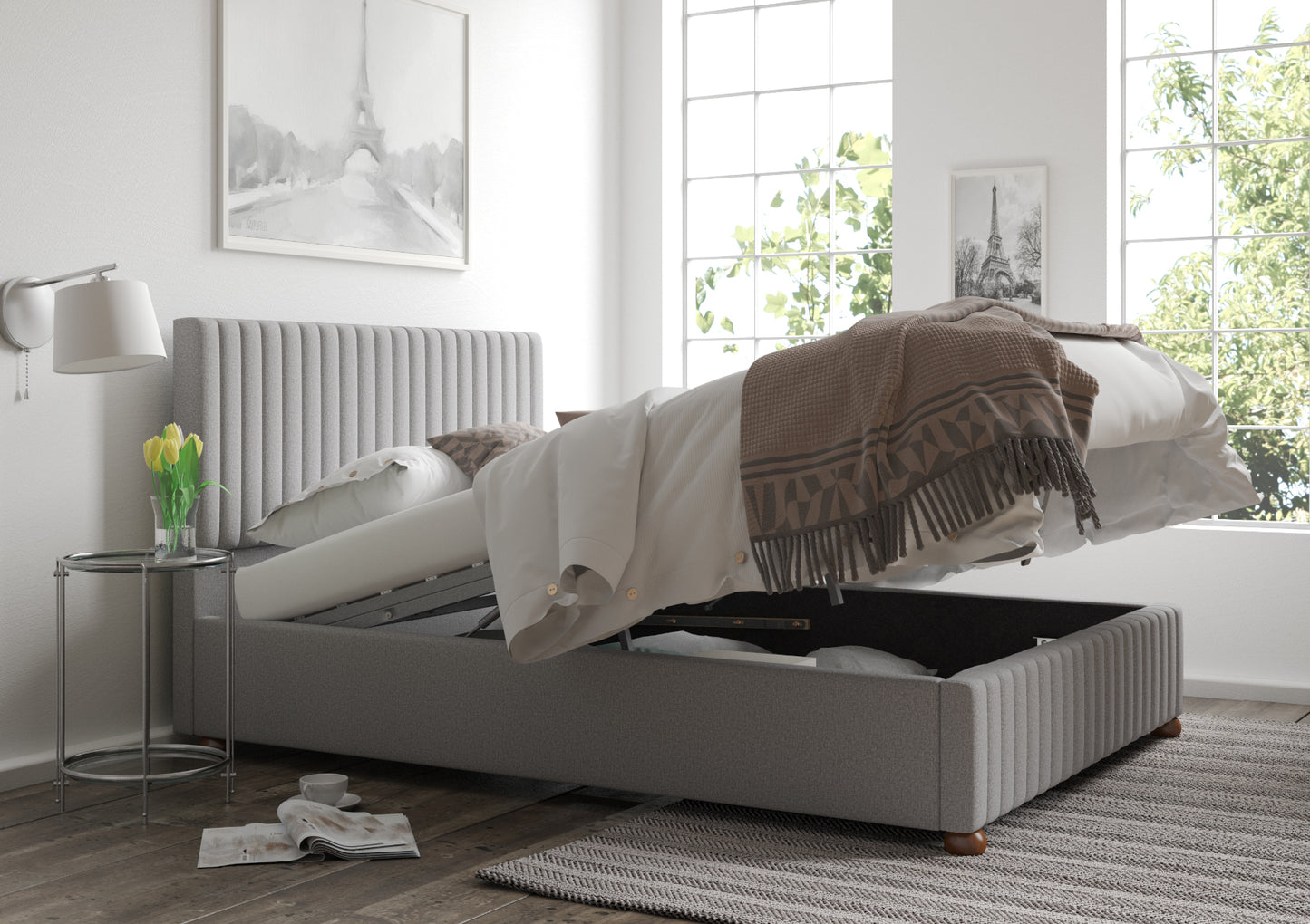 Naples Upholstered Ottoman Bed Frame Only