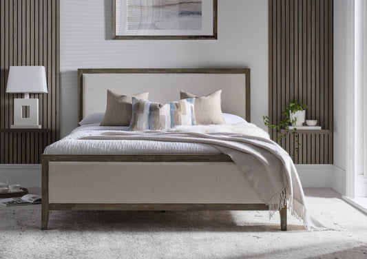 Fontainebleau Oak Upholstered Bed Frame Bed Importas Double