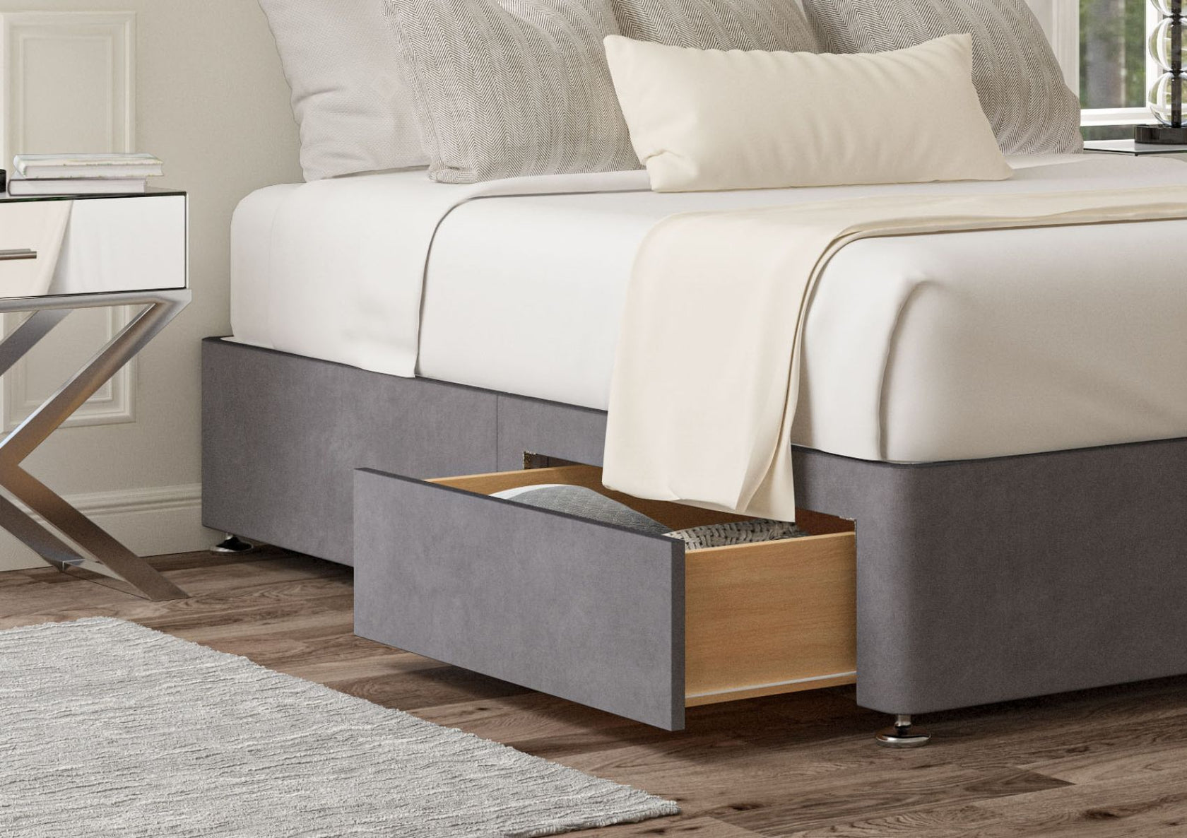 2 Drawer Upholstered Storage Base – Time4Sleep