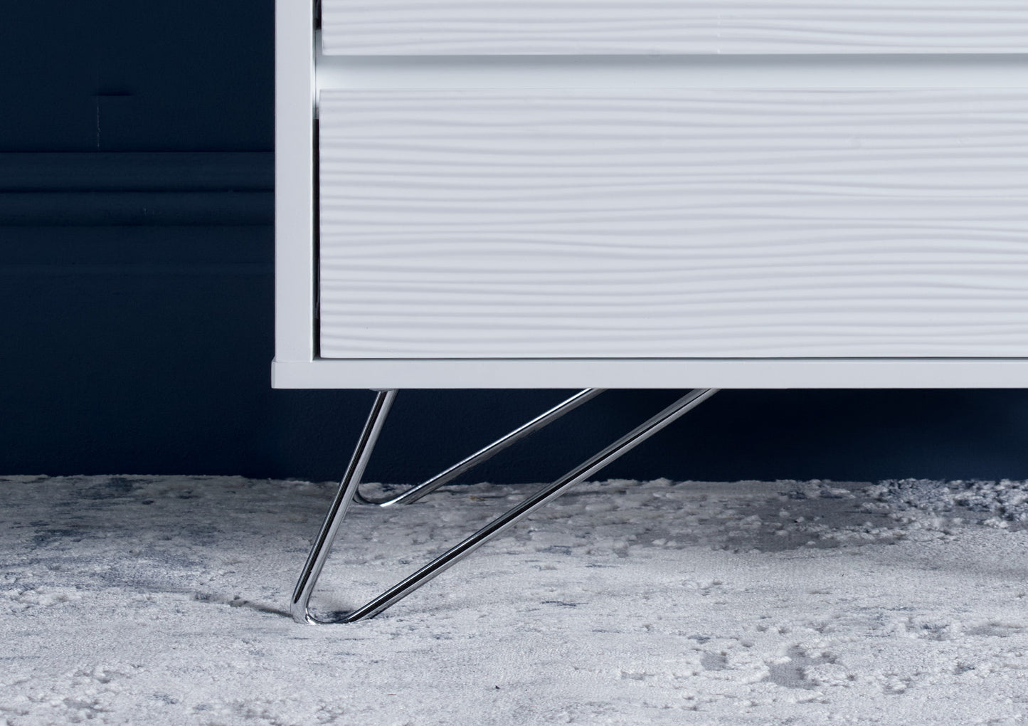 Fusion 2 Drawer White Bedside With Stainless Steel Feet Furniture time4sleepadmin