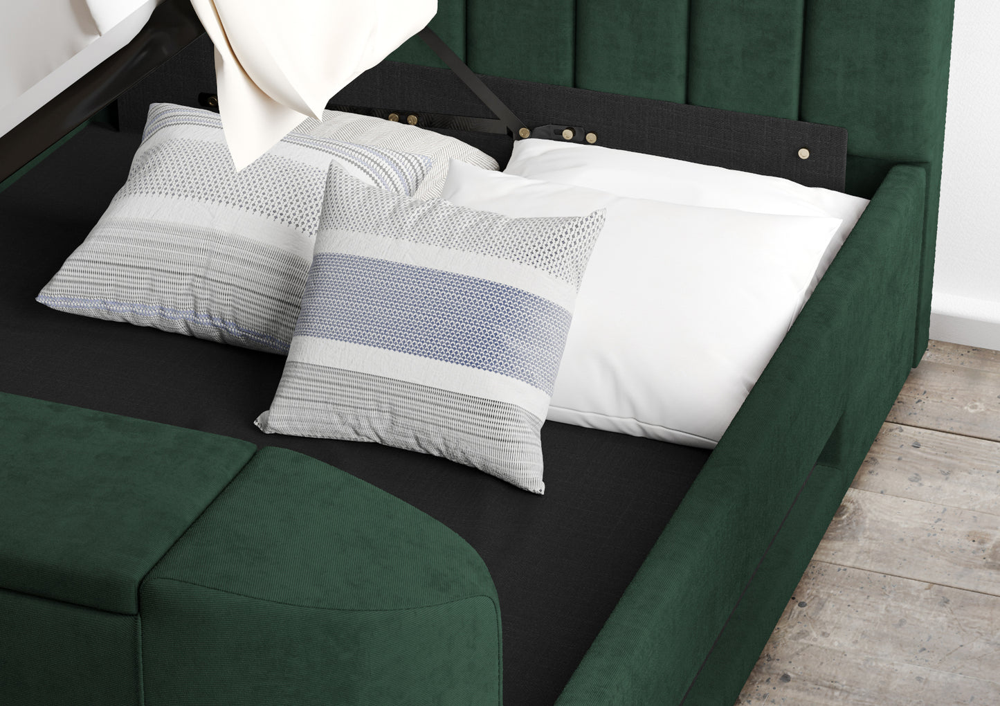 Berkley Upholstered Ottoman TV Bed - Bed Frame Only Bed time4sleepadmin