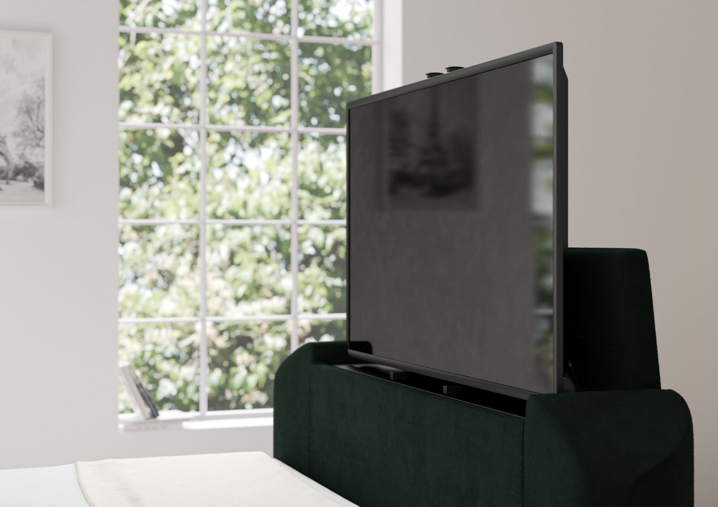 Berkley Upholstered Hugo Bottle Green Ottoman TV Bed - Bed Frame Only Bed time4sleepadmin