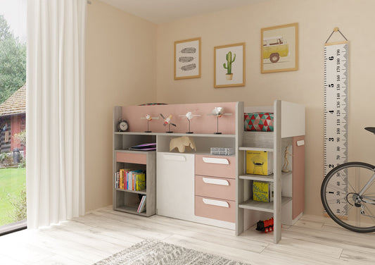 Girona Pink Mid Sleeper Bed Frame Bed time4sleepadmin