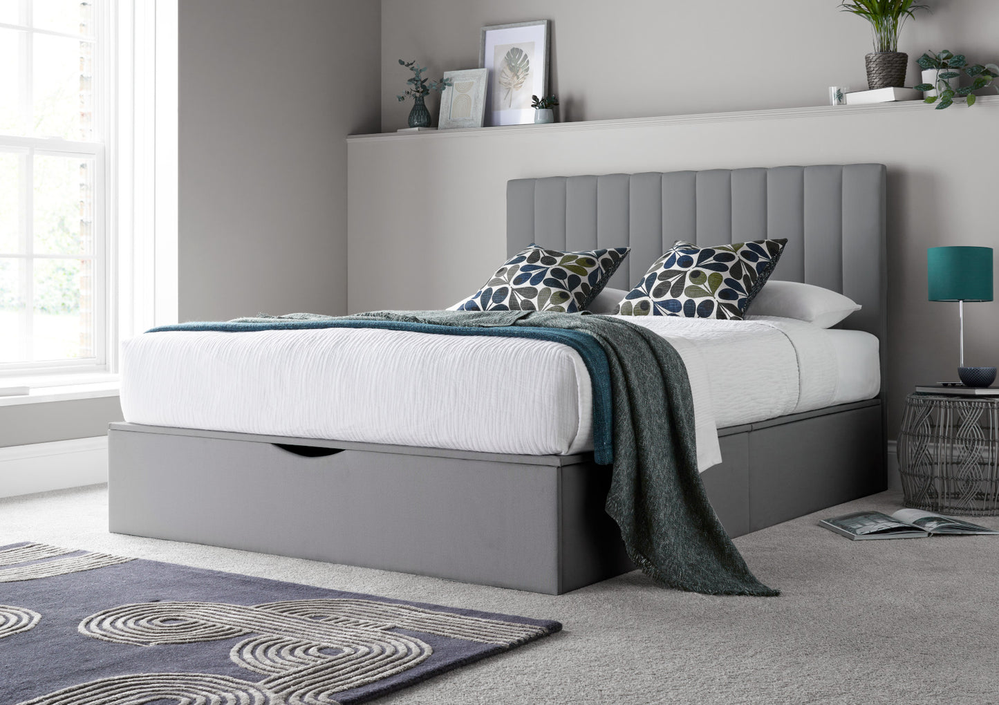 Onelife Light Grey Upholstered Ottoman Bed Frame Bed time4sleepadmin King