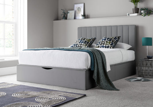 Onelife Light Grey Upholstered Ottoman Bed Frame Bed time4sleepadmin