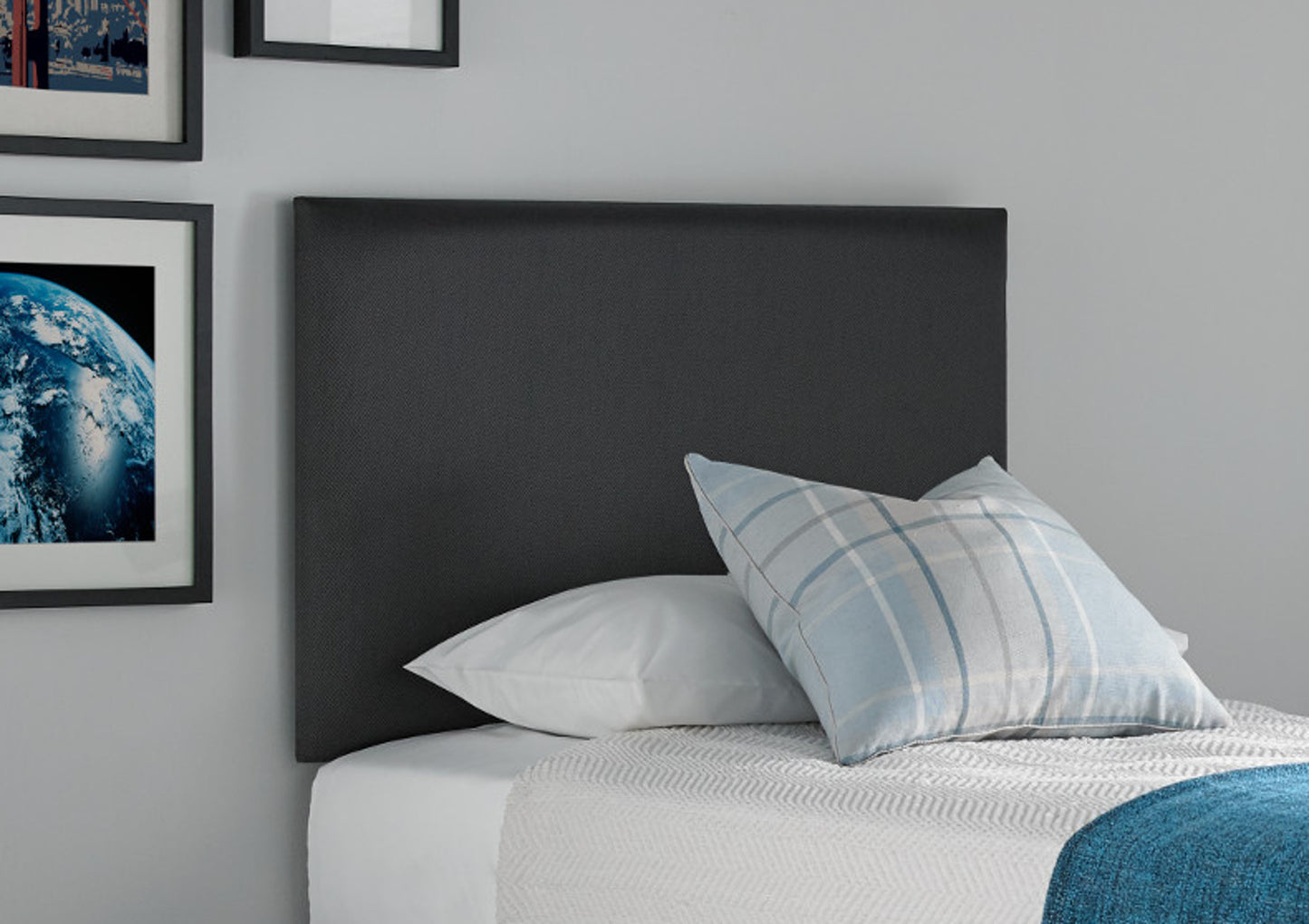 Deluxe Square Linoso Charcoal Upholstered Headboard Furniture time4sleepadmin