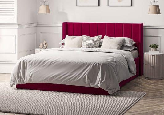 Harmony Winged Classic Hugo Cresie Upholstered Ottoman Bed Frame Only Bed Time4Sleep Manufacturing Single
