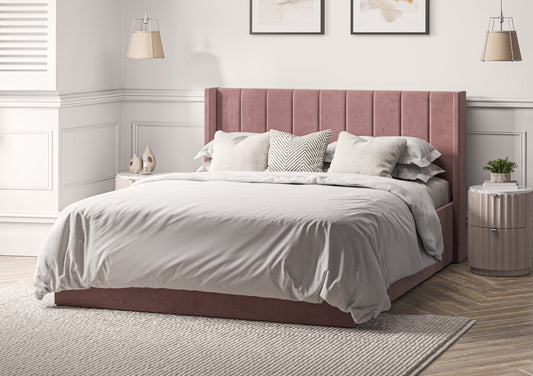 Harmony Winged Classic Hugo Heather Upholstered Ottoman Bed Frame Only - Bed - Time4Sleep