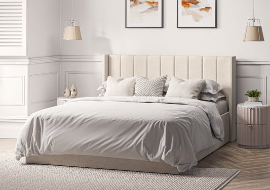 Harmony Winged Classic Hugo Ivory Upholstered Ottoman Bed Frame Only - Bed - Time4Sleep