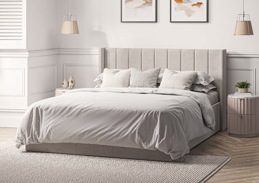 Harmony Winged Classic Hugo Platinum Upholstered Ottoman Bed Frame Only - Bed - Time4Sleep