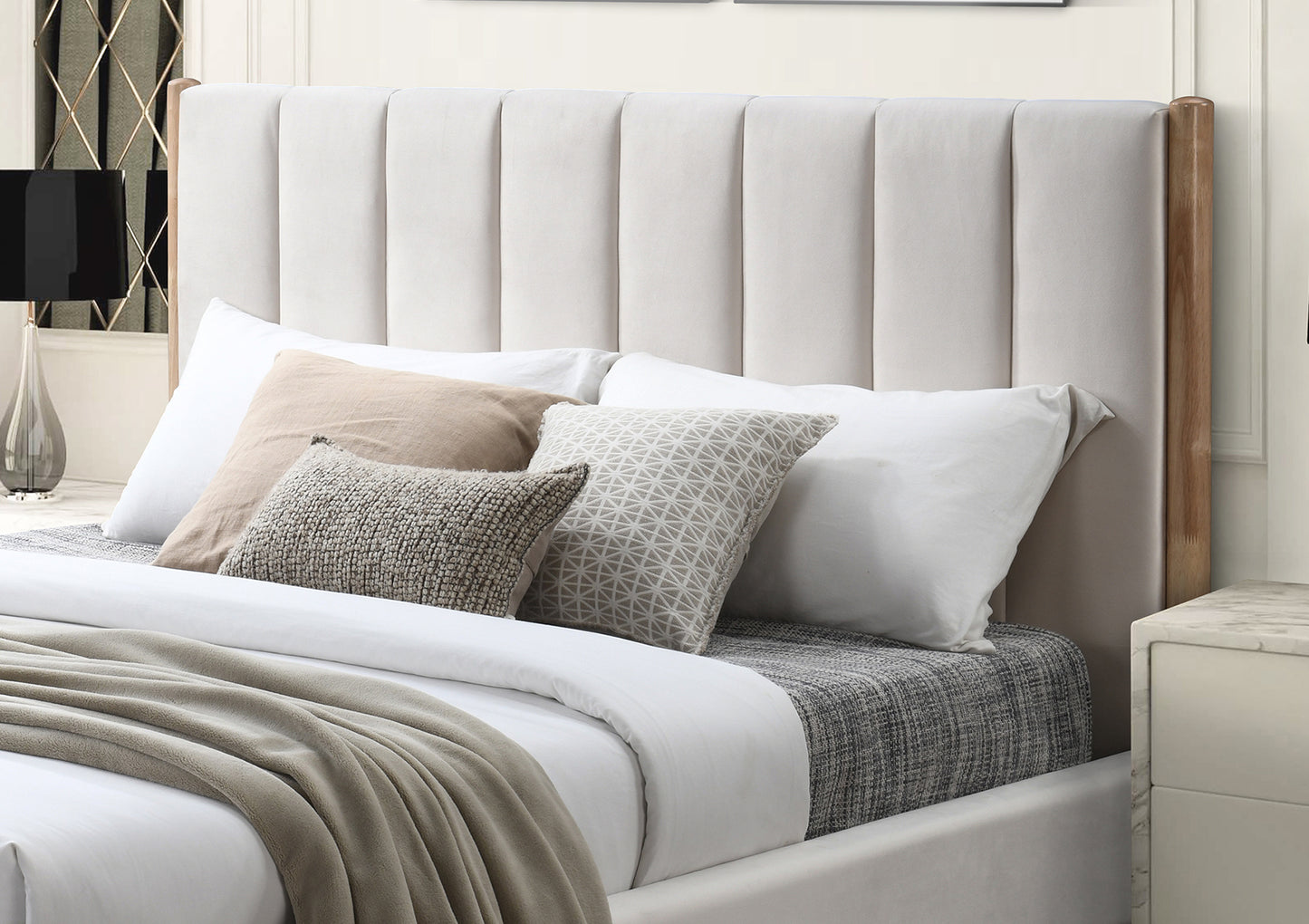 Harper Upholstered Natural Beige Bed Frame Bed time4sleepadmin