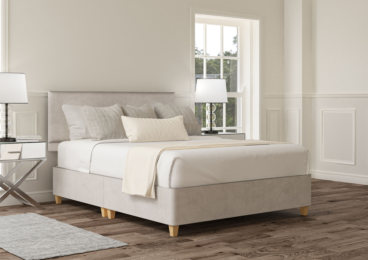 Henley Upholstered Headboard and Shallow Base On Legs Bed time4sleepadmin Single Plush Silver