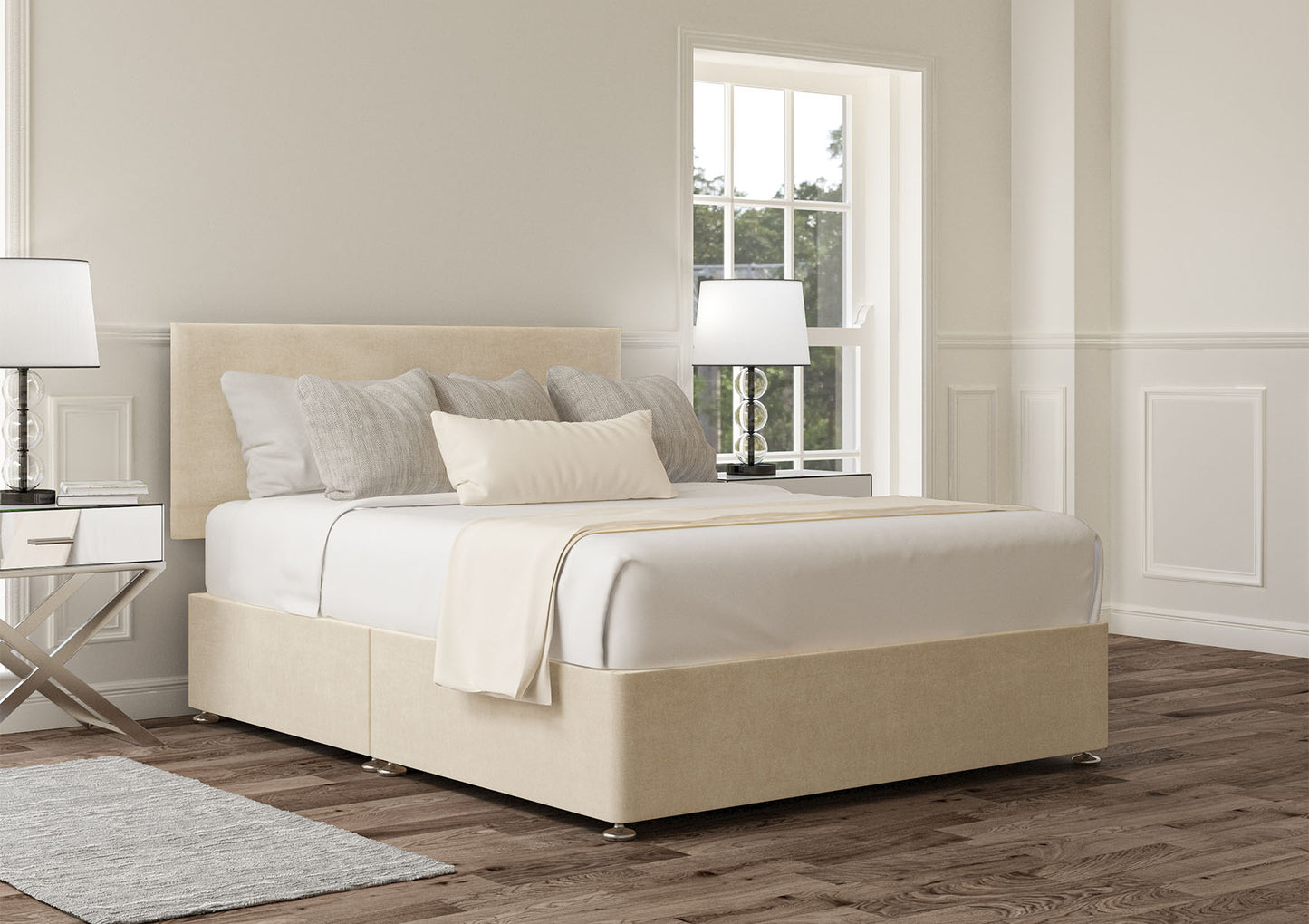 Henley Upholstered Headboard and Divan Base Bed time4sleepadmin Single Non-Storage Naples Cream
