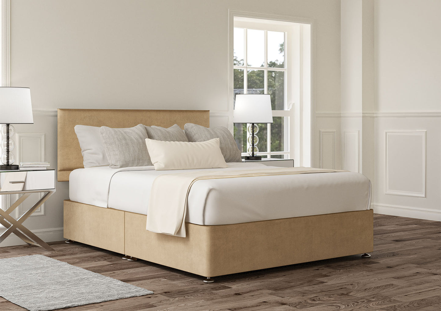 Henley Upholstered Headboard and Divan Base Bed time4sleepadmin Single Non-Storage Plush Mink