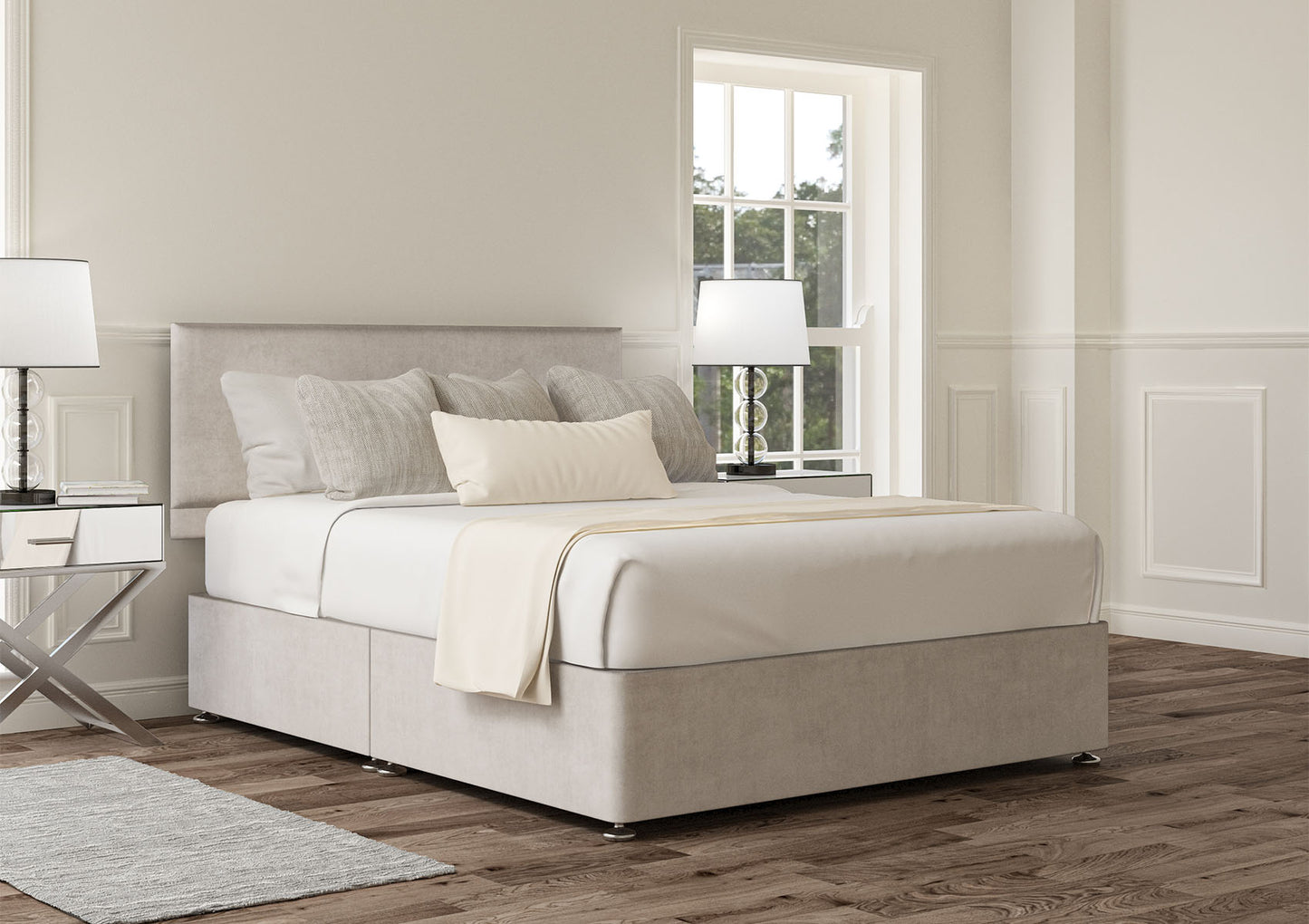 Henley Upholstered Headboard and Divan Base Bed time4sleepadmin Single Non-Storage Plush Silver