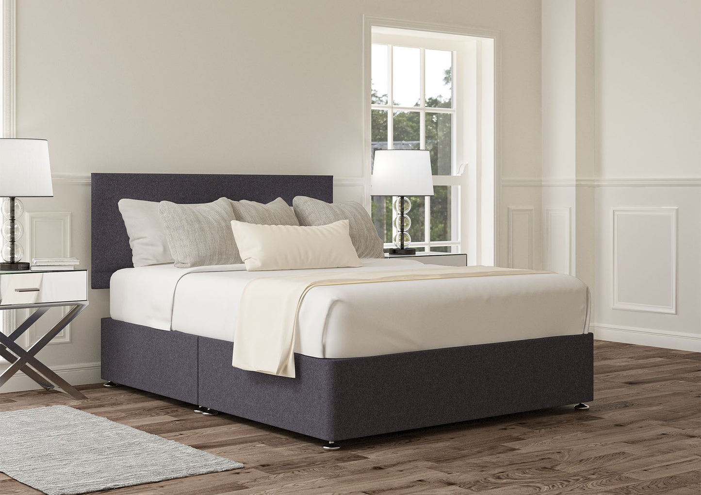 Henley Upholstered Headboard and Divan Base Bed time4sleepadmin Single Non-Storage Siera Denim