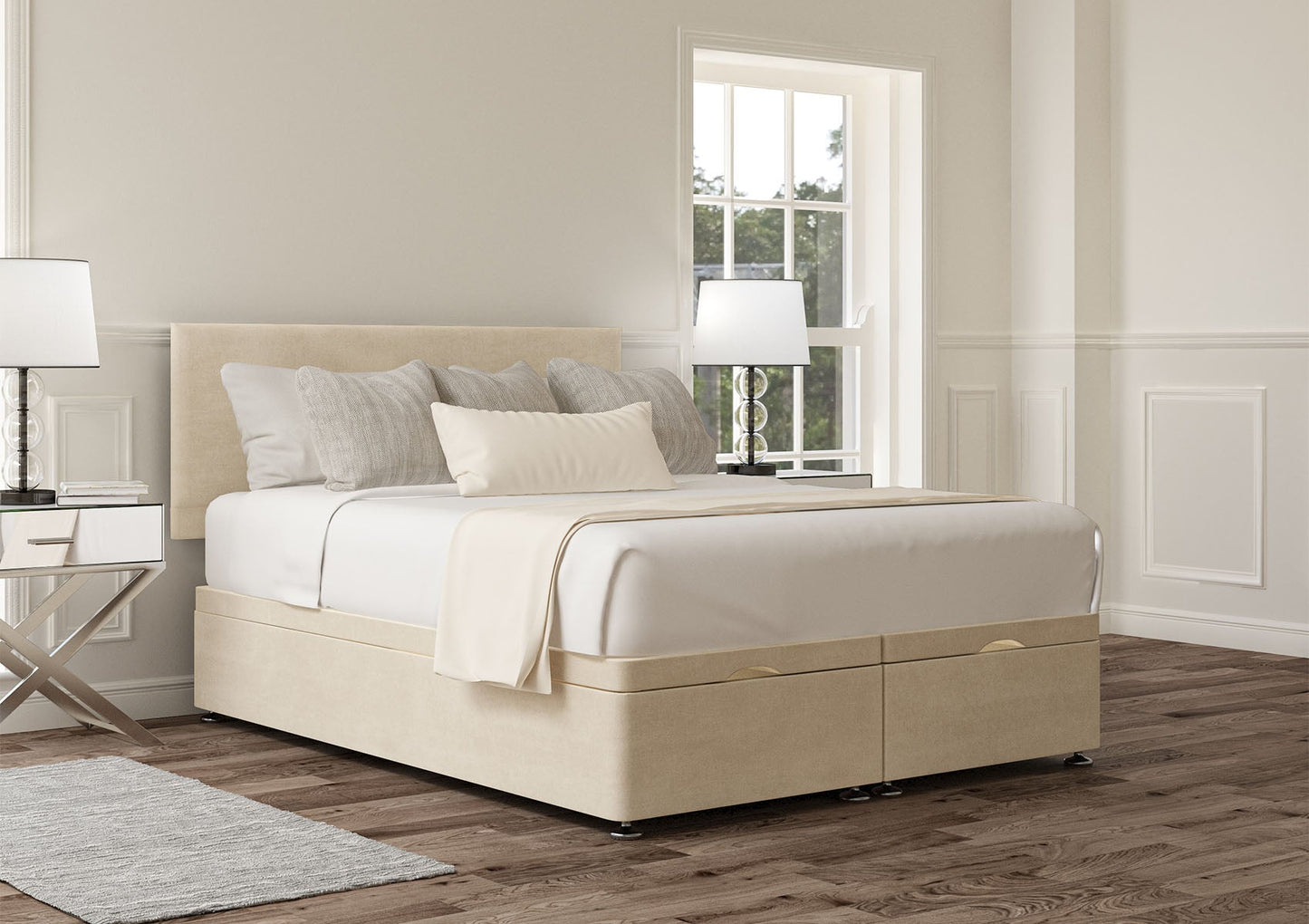 Henley Upholstered Headboard and Ottoman Base - Bed - Time4Sleep