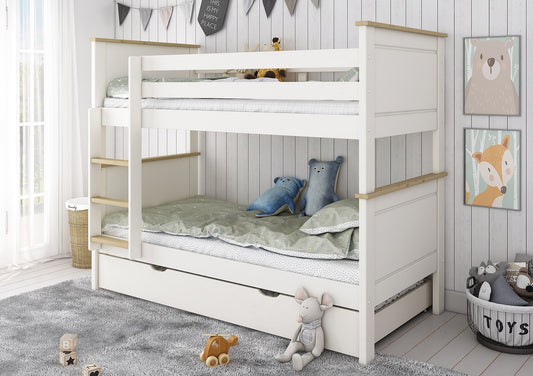 Heritage White Bunk Bed Frame With Drawer Bed time4sleepadmin