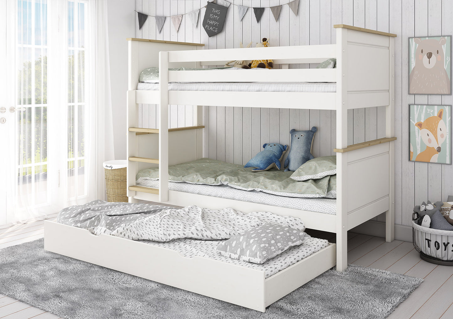 Heritage White Bunk Bed Frame With Drawer Bed time4sleepadmin