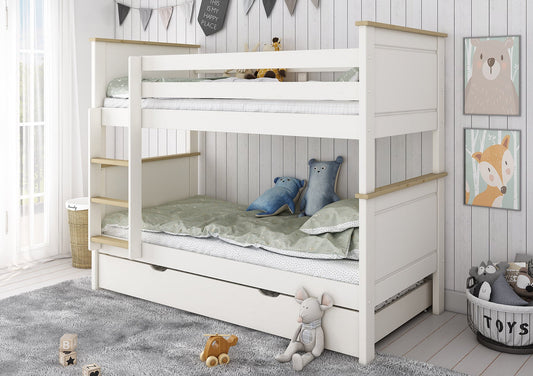 Heritage White Bunk Bed Frame With Drawer - Bed - Time4Sleep