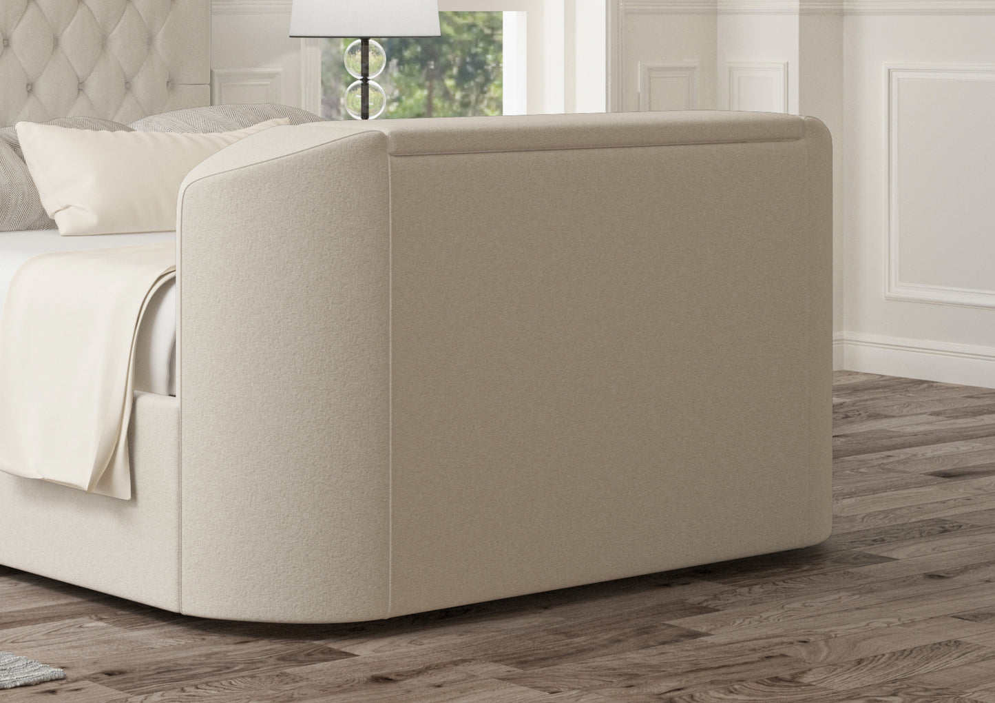 Claridge Upholstered Arran Natural Ottoman TV Bed - Bed Frame Only Bed time4sleepadmin