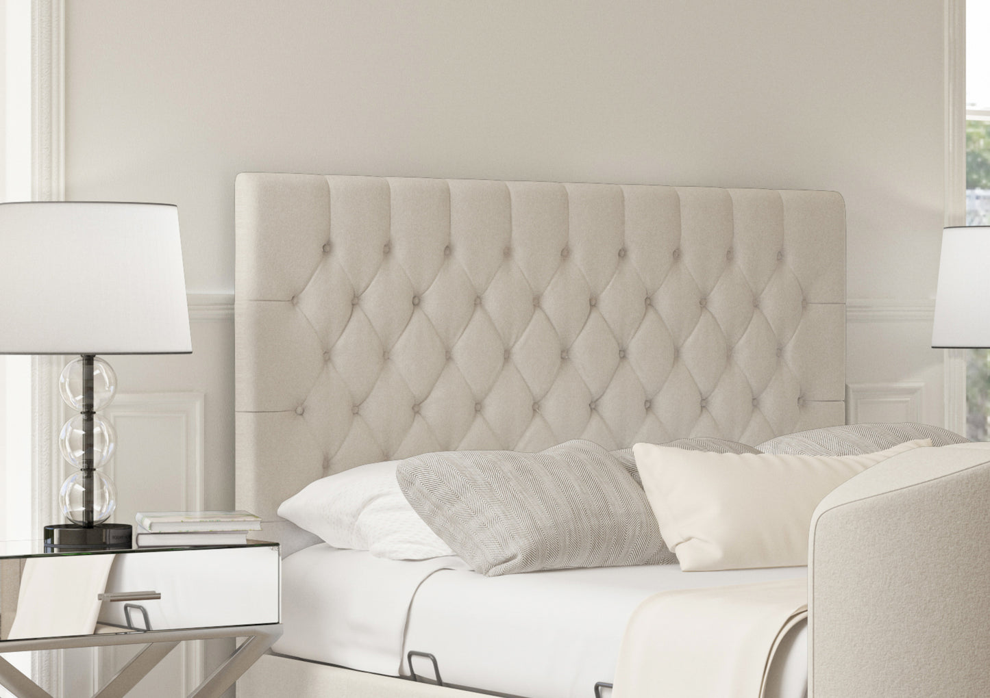 Claridge Upholstered Arran Natural Ottoman TV Bed - Bed Frame Only Bed time4sleepadmin