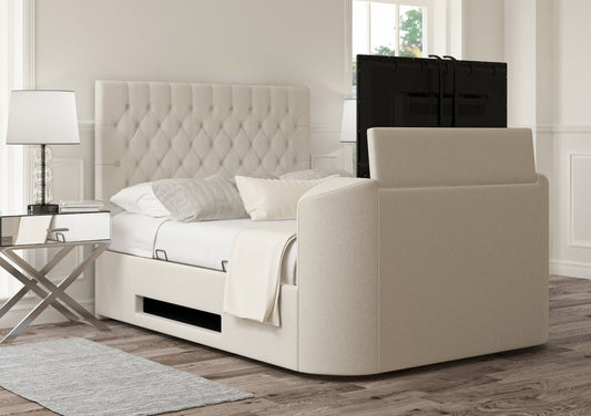 Claridge Upholstered Arran Natural Ottoman TV Bed - Bed Frame Only Bed time4sleepadmin