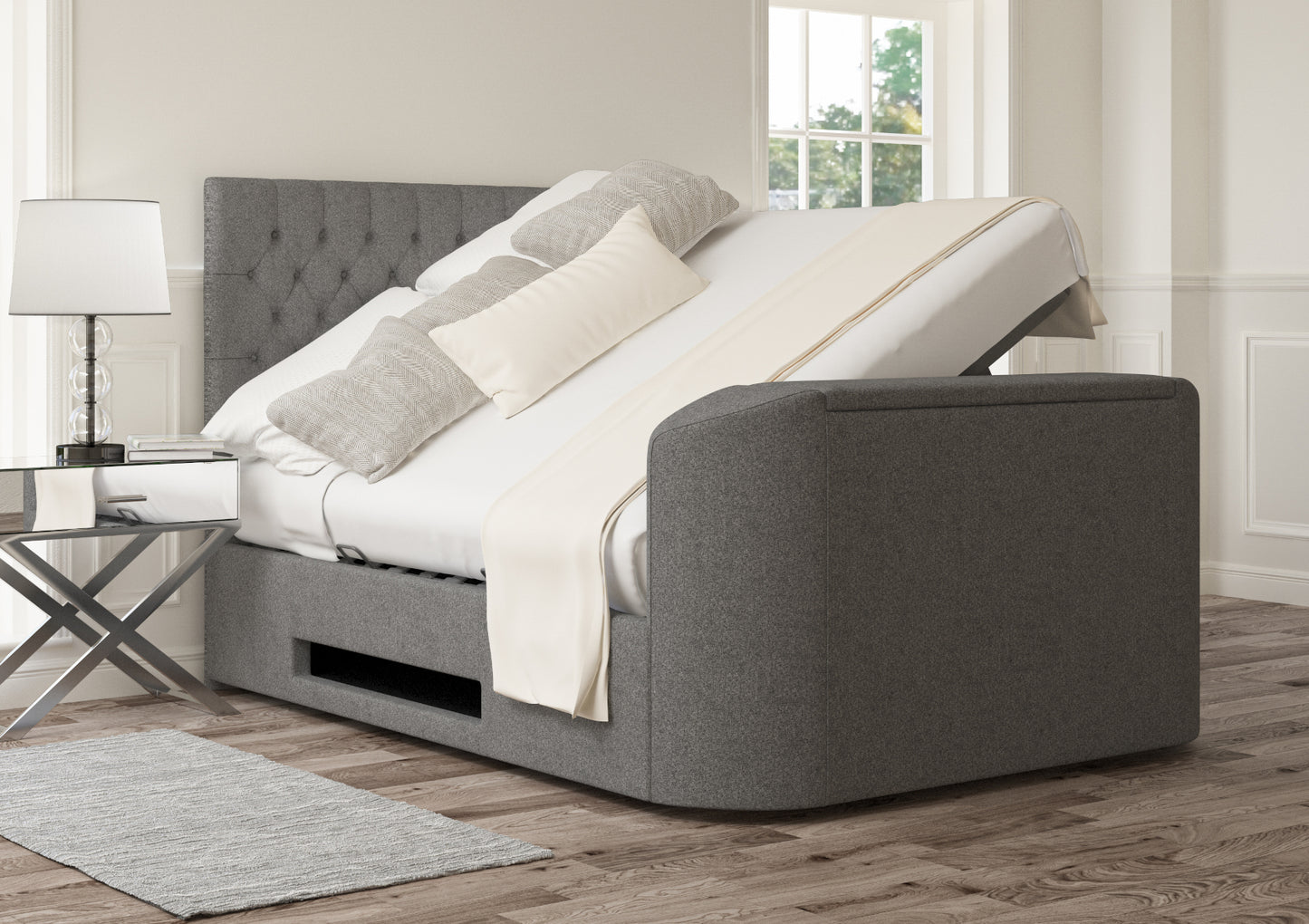 Claridge Upholstered Arran Pebble Ottoman TV Bed - Bed Frame Only Bed time4sleepadmin