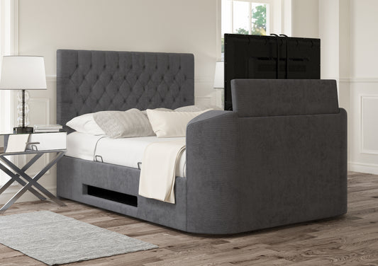 Claridge Upholstered Hugo Platinum Ottoman TV Bed - Bed Frame Only Bed time4sleepadmin