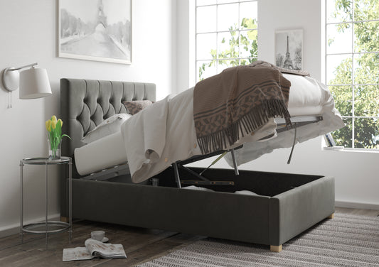 York Ottoman Granite Kimiyo Linen Bed Frame Only Bed time4sleepadmin