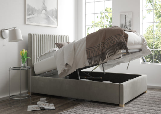 Levisham Ottoman Silver Kimiyo Linen Bed Frame Only Bed time4sleepadmin