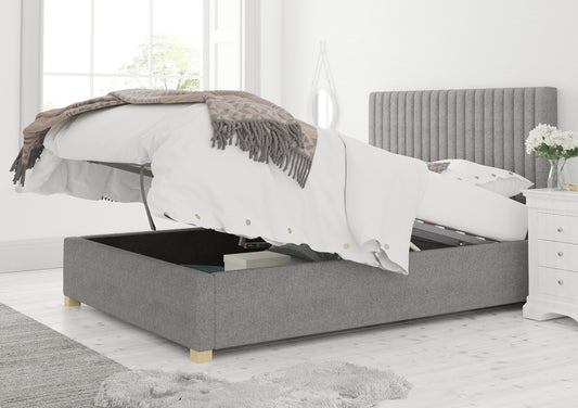 Levisham Ottoman Eire Linen Grey Bed Frame Only Bed time4sleepadmin