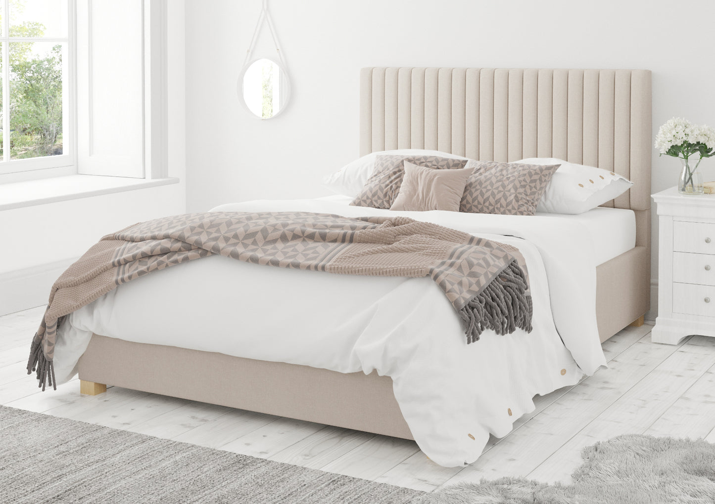 Levisham Ottoman Eire Linen Off White Bed Frame Only Bed time4sleepadmin