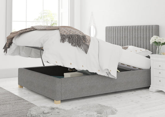 Levisham Ottoman Eire Linen Grey Bed Frame Only Bed Time4Sleep