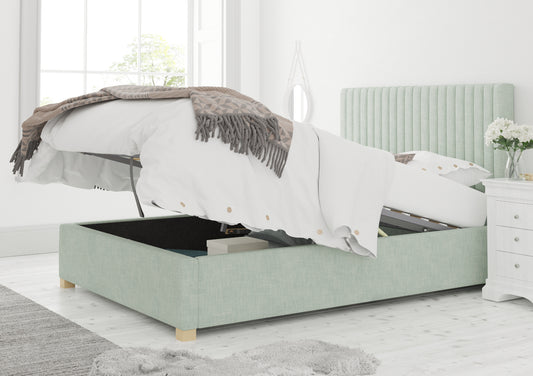 Levisham Ottoman Pastel Cotton Eau De Nil Bed Frame Only Bed time4sleepadmin