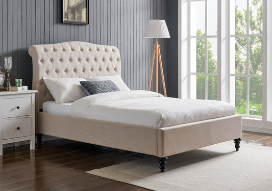 Lilly Upholstered Natural Bed Frame Only Bed Time4Sleep