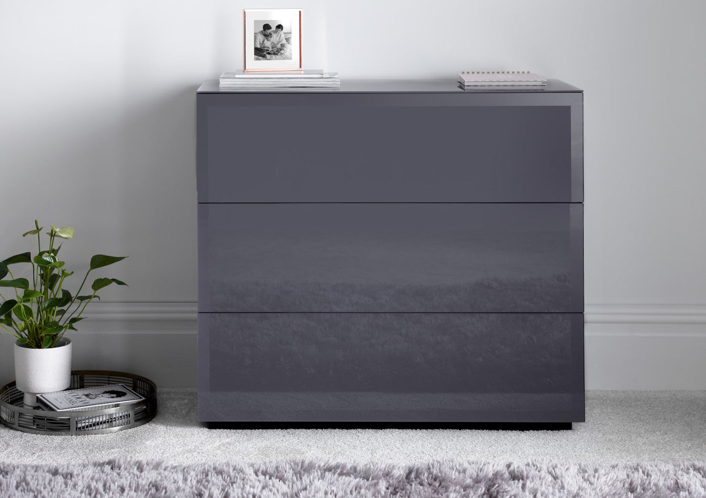 Linea 3 Drawer Grey Chest Furniture Time4Sleep