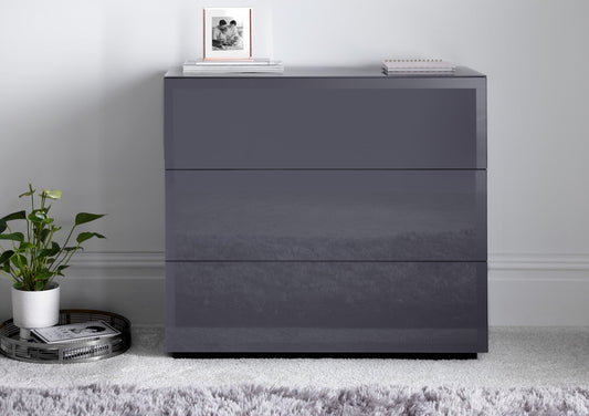 Linea 3 Drawer Grey Chest Furniture Time4Sleep