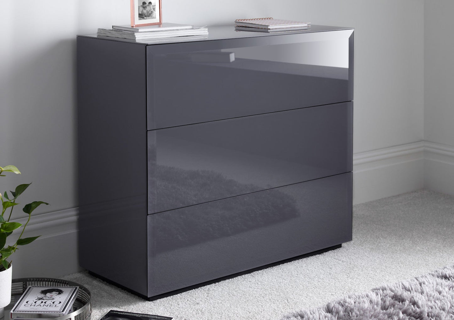 Linea 3 Drawer Grey Chest Furniture Time4Sleep