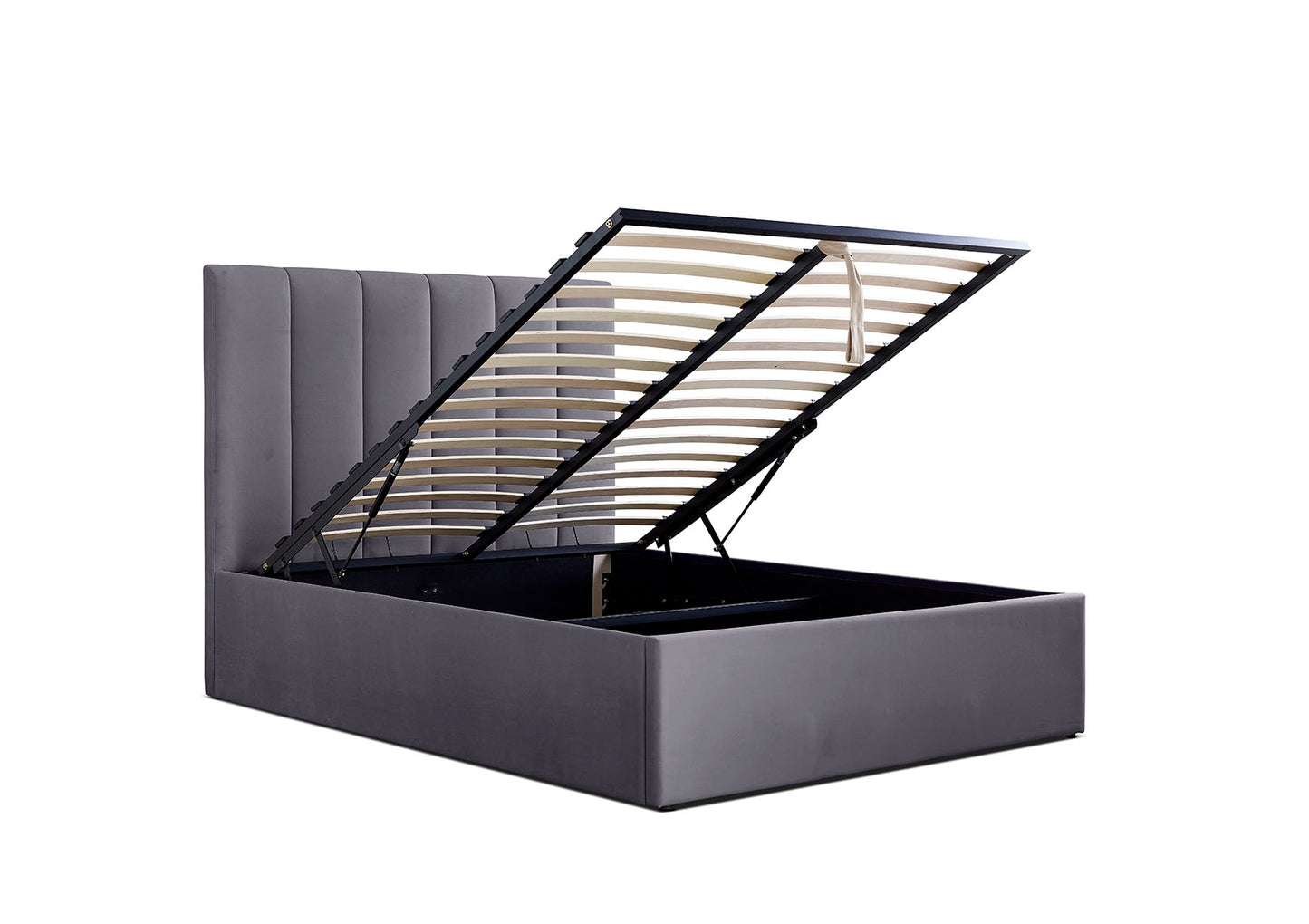 Linea Grey Upholstered Ottoman Bed Frame Only Bed time4sleepadmin