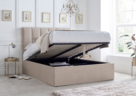 Linea Stone Upholstered Ottoman Bed Frame Only Bed time4sleepadmin